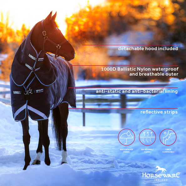 Horseware Rambo DUO Weidedecke mit Halsteil 2 in 1 blau (navy)