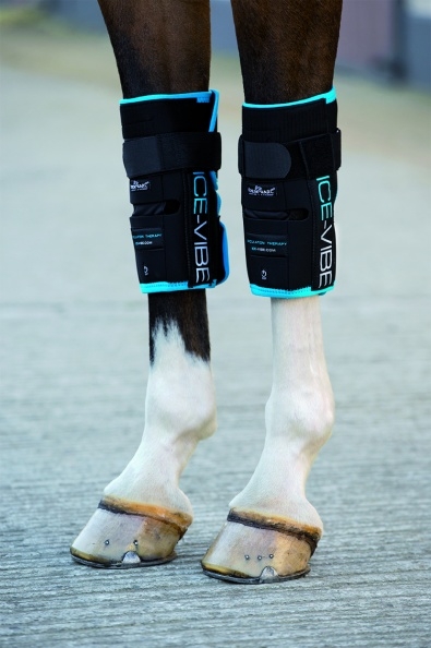 NEU !!! Horseware Ice-Vibe Knee Wrap Karpalgelenk black/aqua