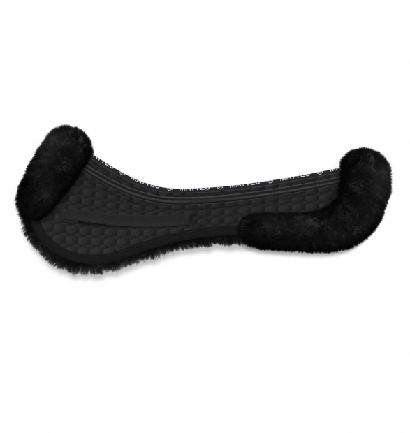 MATTES EWWA Sattelkissen + Correction System, mit Lammfellrand vorne/ hinten schwarz/ schwarz