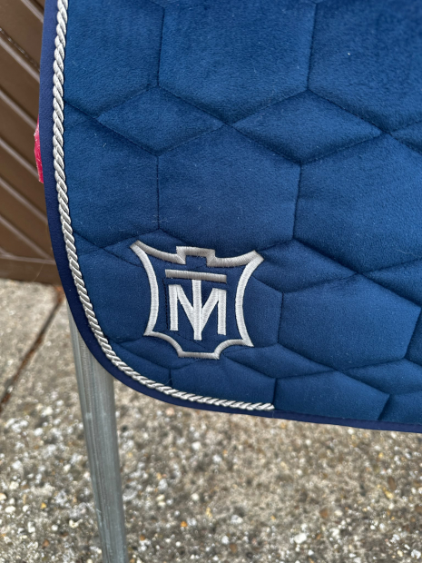 Mattes Schabracke Correction Dressur blau navy Samt L Sofort lieferbar!
