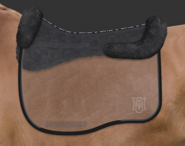 Mattes Schabracke Dressur Erofit L Lammfell Samt braun vorne und hinten Sofort lieferbar!