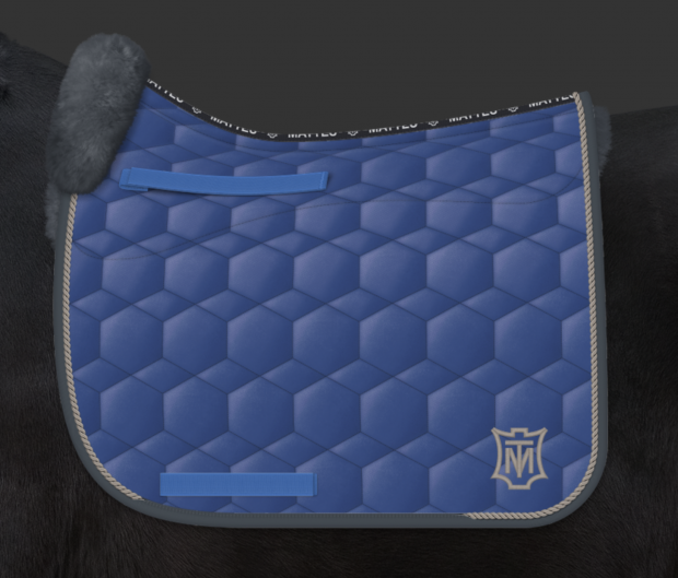 Mattes Schabracke Dressur L Lammfell Steppstoff Glanz royalblau Sofort lieferbar!