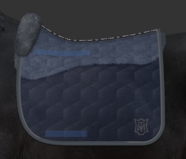 Mattes Schabracke Dressur L Lammfell Steppstoff Glanz royalblau Sofort lieferbar!
