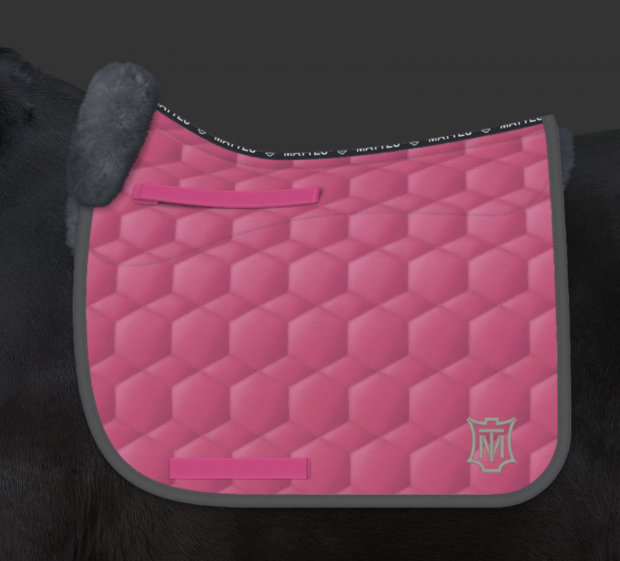 Mattes Schabracke Dressur orchidee pink Steppstoff Gr. L vorne Sofort lieferbar!