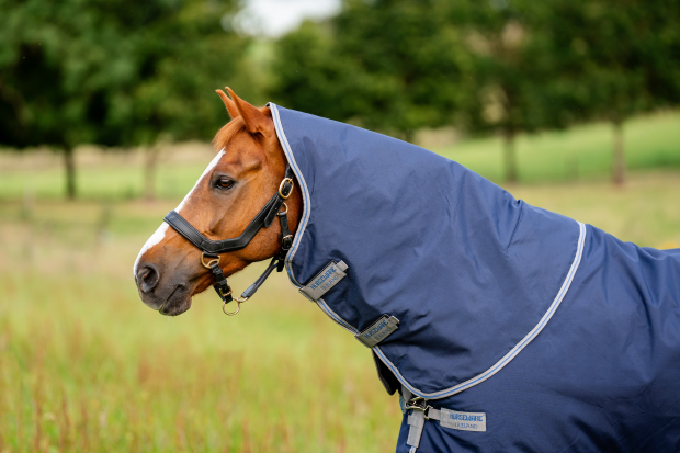Horseware Rhino ® Plus TURNOUT 100 G medium Regendecke Navy / Titanium Grey