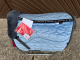 Mattes Schabracke Dressur L Lammfell vorne samt water blue blau