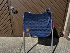 Mattes Eurofit Schabracke Dressur navy orange samt L vorne Sofort lieferbar!