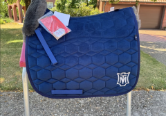 Mattes Schabracke Dressur blau samt XL vorne Sofort lieferbar!